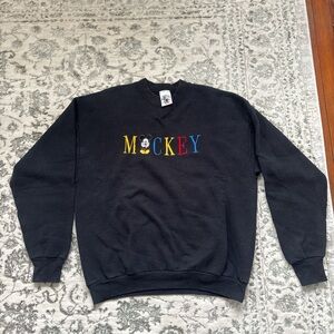 Disney Black Crewneck Sweater with Colorful Mickey Design